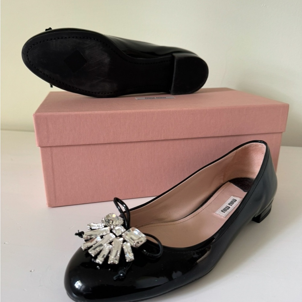 Miu Miu Black Embellished Women's Shoes - 39